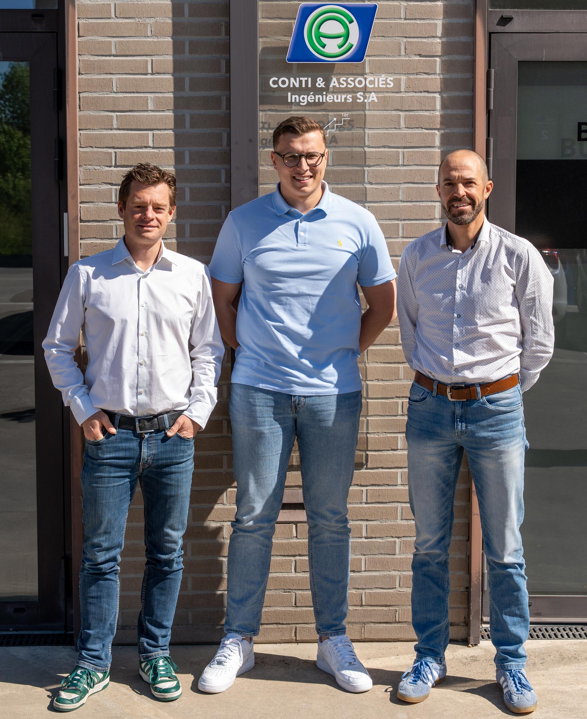 Conti & Associés Ingénieurs SA : les associés Christophe Lacaste et Yann Grandjean entourent Adnan Hurtic
